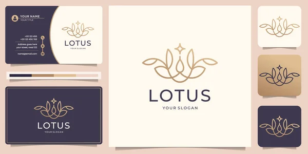 Minimalist Lotus Logo Line Style Flower Rose Design Beauty Spa — Vector de stock