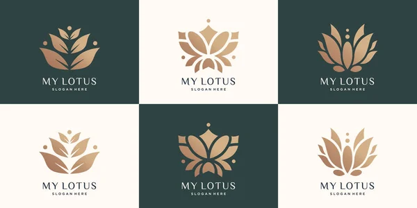 Luxury Lotus Logo Set Creative Abstract Logo Lotus Flower Nature — стоковый вектор