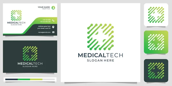 Medical Logo Creative Technology Negative Space Concept Design Logo Business — Stockvektor