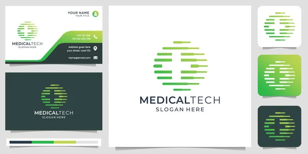 Creative Medical Logo Technology Concept Combined Line Tech Medical Silhouette — Stockvektor