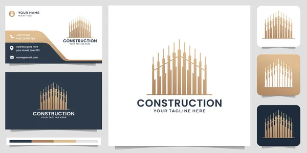 Creative Construction Logo Design Logo Business Building Real Estate Gold —  Vetores de Stock