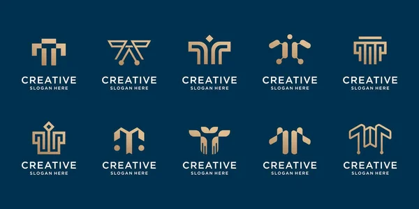 Conjunto Creativo Inicial Logo Plantilla Logotipo Para Tecnología Identidad Empresa — Vector de stock