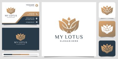 lotus flower logo template with business card design and gradient color. lotus design inspiration