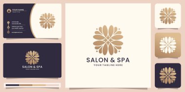 Feminine beauty abstract logo salon and spa shape concept logo and business card design template.