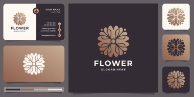 feminine beauty flower rose logo with business card template. luxury flower lotus design template.