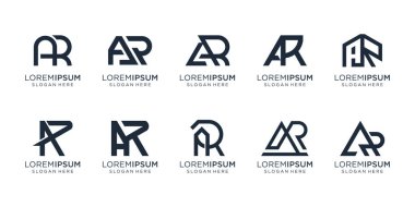 set of creative letter a and letter r design template. icons for business of consulting,technology.