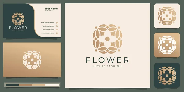 luxury flower rose beauty logo.gold, fashion, skin care, cosmetic, yoga and spa products. logo templates and business card design. Premium Vector