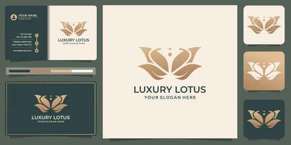 Luxury Flower Lotus Logo Negative Space Concept Unique Lotus Design — Stock Vector
