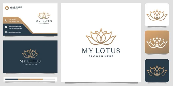 Minimalist Elegant Lotus Flower Logo Design Abstract Line Logotype Business — Stockvektor