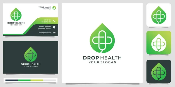 Cross Health Logo Drop Oil Concept Silhouette Logo Design Business — Stockvektor