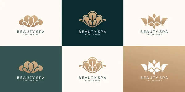 Collection Beauty Spa Logo Design Logo Fashion Women Luxury Gold — Stock vektor