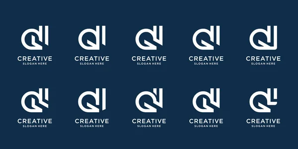 Colección Creativa Inicial Letra Diseño Monograma Símbolo Para Plantilla Logotipo — Vector de stock
