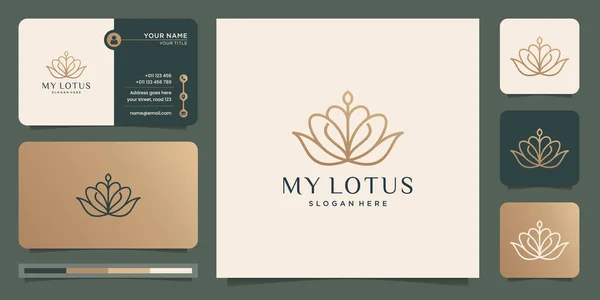 Minimalist Flower Lotus Luxury Beauty Line Art Fashion Cosmetic Logo — Stockvektor