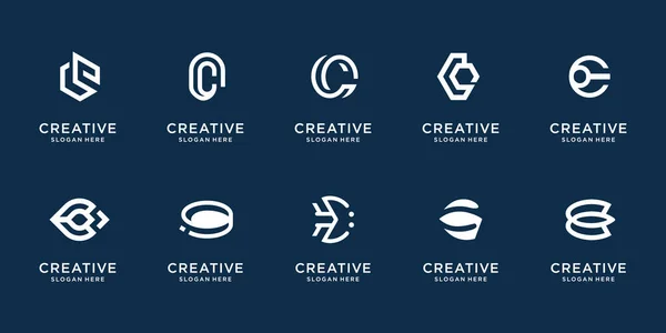 Set Abstract Letter Design Template Logo Inspiration Flat Geometric Line — Vector de stock