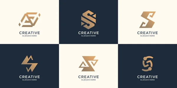 Set Collection Logo Monogram Design Icons Business Luxury Elegant Abstract — Vetor de Stock