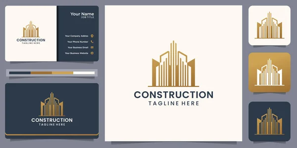 Modern Construction Logo Business Card Inspiration Logo Builder Architecture Real —  Vetores de Stock