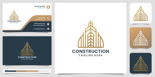 Creative Construction Logo Minimalist Line Style Design Logo Business Card —  Vetores de Stock