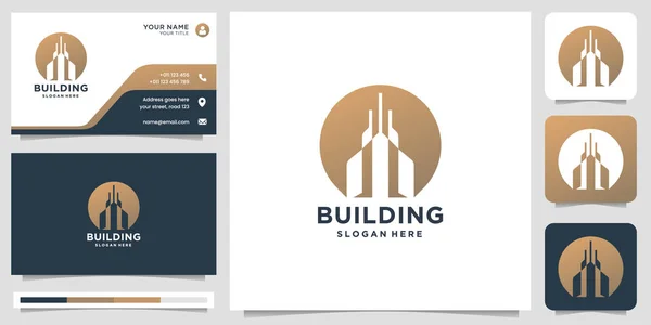Creative Building Logo Inspiration Circle Shape Monogram Design Business Card —  Vetores de Stock
