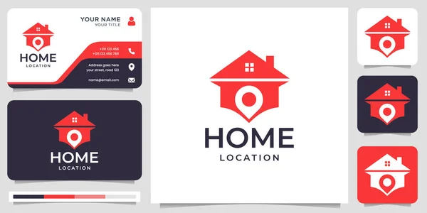 Creative Home Location Logo Flat Style Business Card Design Premium — Image vectorielle