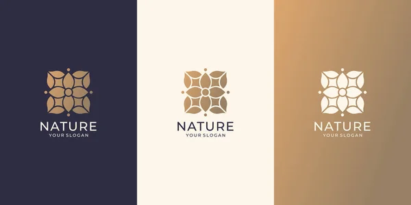 Natural Abstract Flower Rose Design Flat Minimal Design Inspiration Set — Vector de stock