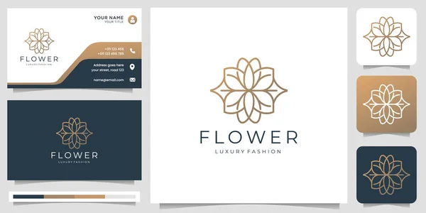 Minimalist Abstract Flower Logo Line Art Style Rose Logo Salon — стоковый вектор