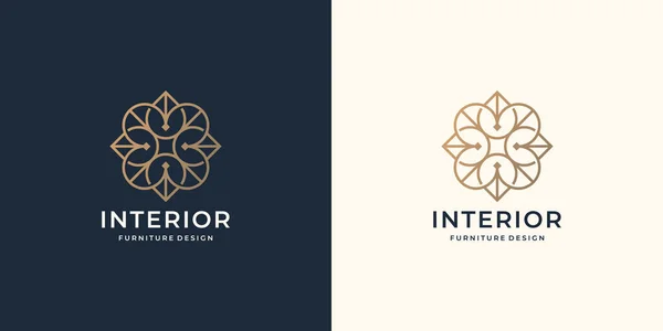 creative minimalist interior logo design. luxury line art style for furniture store, abstract, gold.