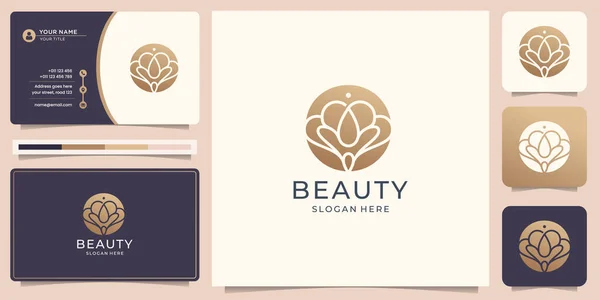 Beauty Abstract Flat Feminine Salon Logo Inspiration Logo Business Card — Image vectorielle