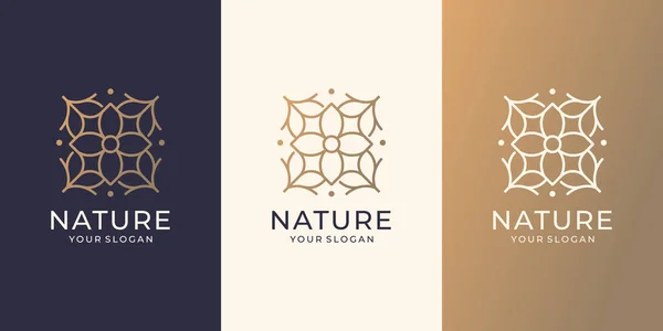 Abstract Nature Logo Design Set Flower Rose Natural Spa Logo — Stockvektor