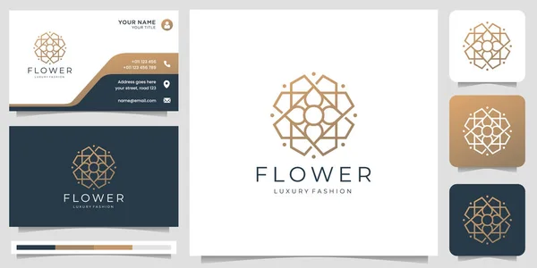 Creative Flower Rose Logo Geometric Shape Design Business Card Template — стоковый вектор