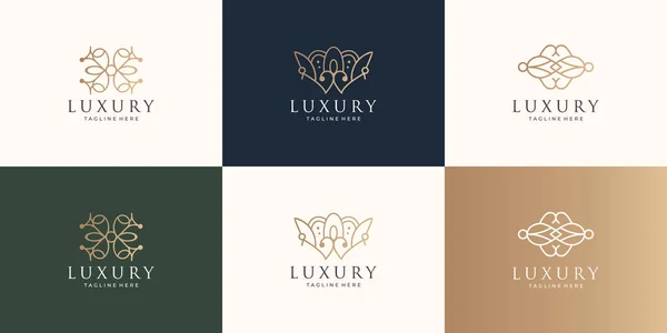 Set Collection Ornament Logo Line Art Style Design Abstract Shape — Vector de stock
