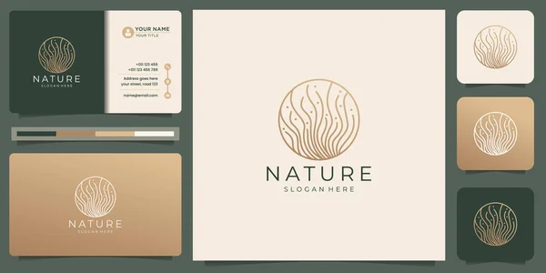Minimalist Line Nature Logo Design Creative Line Art Style Circle — Stockvektor