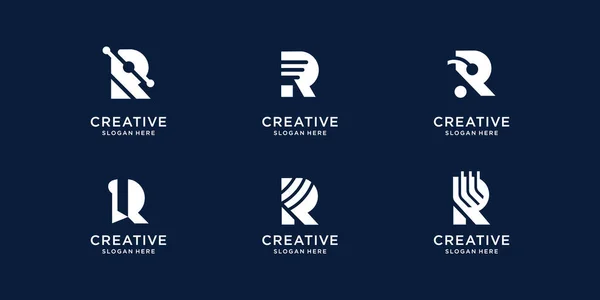 Ensemble Monogramme Lettre Initiale Modèle Logo Icônes Pour Les Entreprises — Image vectorielle