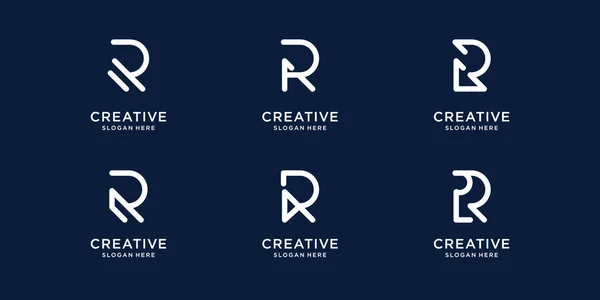 Conjunto Diseño Creativo Del Logotipo Minimalista Concepto Abstracto Inicial Logo — Vector de stock