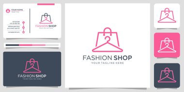creative minimalism line art style fashion shop logo design with business card illustration.