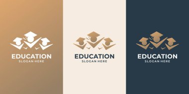 Başarılı öğrenci danışmanlık logoları koleksiyon altın rengi ilham tasarımı.