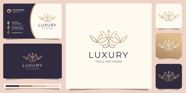 Minimalist Luxury Line Style Logo Design Business Card Ornament Decoration — Stock Vector