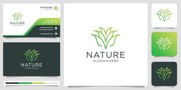 Lineare Stilisierte Natur Logo Design Mit Farbverlauf Modernes Konzept Eleganter — Stockvektor