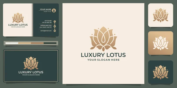 Luxus Lótuszrózsa Logó Design Elegáns Virág Lótusz Koncepció Arany Szín — Stock Vector
