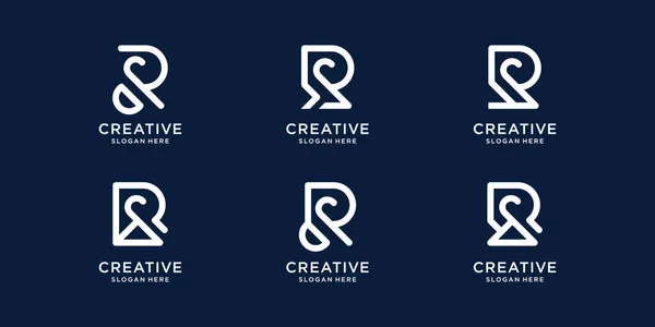 Conjunto Diseño Creativo Del Logotipo Minimalista Concepto Abstracto Inicial Logo — Vector de stock