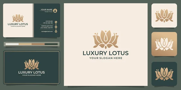 Luxus Virág Lótusz Női Szépségszalon Line Art Divat Bőrápolás Kozmetikai — Stock Vector