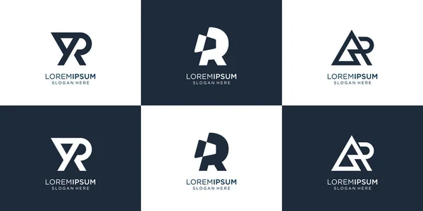 Verzameling Monogram Ontwerpsjabloon Logotype Abstract Business Lijn Art Style Icoon — Stockvector