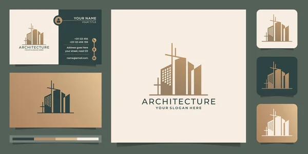 Arquitetura Moderna Torre Projetos Modelo Para Frente Edifício Logotipo Projetos —  Vetores de Stock