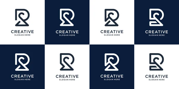 Conjunto Diseño Creativo Del Logotipo Minimalista Concepto Abstracto Inicial Logo — Vector de stock