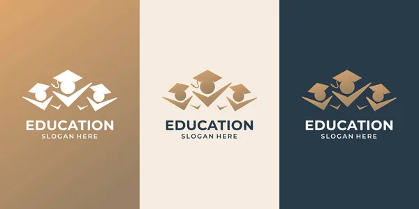 Erfolg Studenten Beratung Logos Set Sammlung Gold Farbe Inspiration Design — Stockvektor
