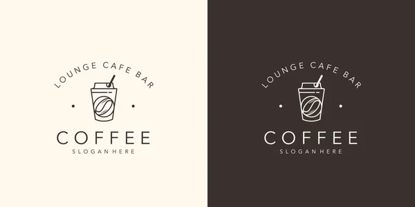 Elegante Modello Logo Caffè Lounge Bar Minimalista Caffetteria Ispirazione Stile — Vettoriale Stock