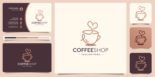 Kreatif Coffee Shop Minimalis Dengan Cangkir Kreatif Dan Cinta Dengan - Stok Vektor