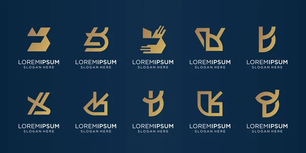 Verzameling Van Abstracte Letter Template Gouden Kleur Monogram Bundel Corporate — Stockvector