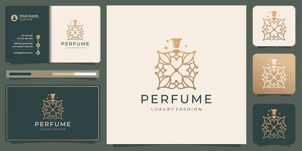 Plantilla Logotipo Perfume Creativo Botella Perfume Estilo Lineal Minimalista Inspiración — Vector de stock