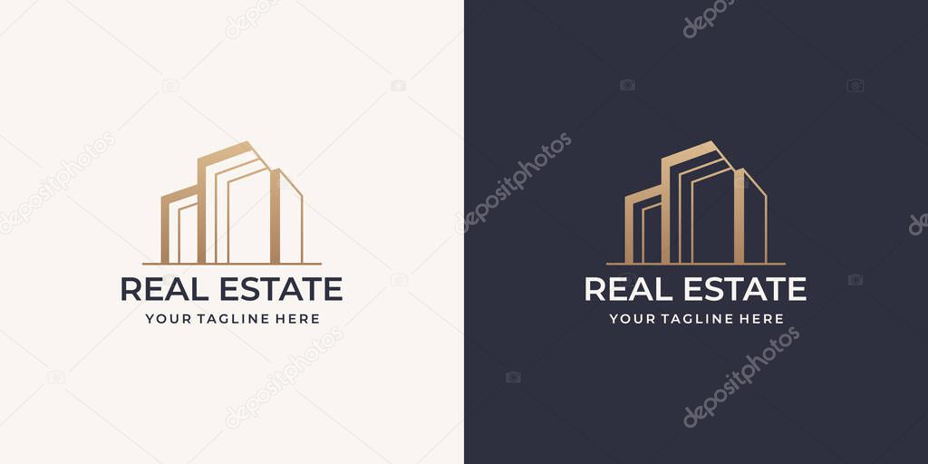 Modern logotype building real estate logo design inspiration. Premium Vector