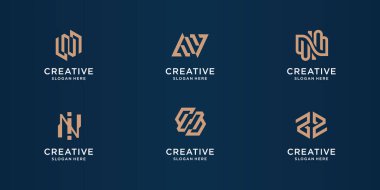 Yaratıcı monogram harfi n soyut tasarım şablonu. koleksiyon logosu ilk n soyut.
